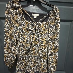 Cato Black and Gold Floral Blouse